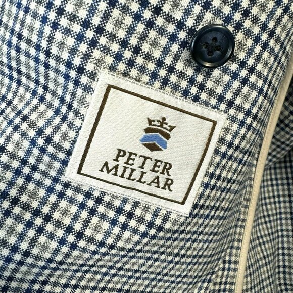 Peter Millar Blazer Sport Coat Jacket Mens Size Large 100% Wool Plaid Check - Picture 6 of 7